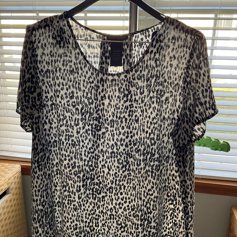 Chelsea and Theodore Classic Animal Print Blouse 2X